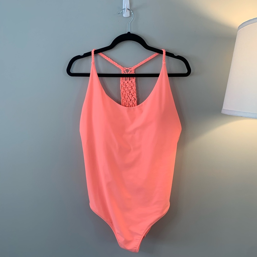 SOLD🎀Aerie Neon Coral One-Piece Swimsuit Size XXL - Picture 3 of 6